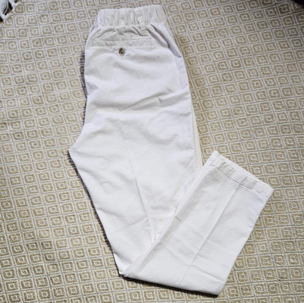 Old Navy Neutral Cream Linen Ankle Trousers with Stretch Waistband,  size Small